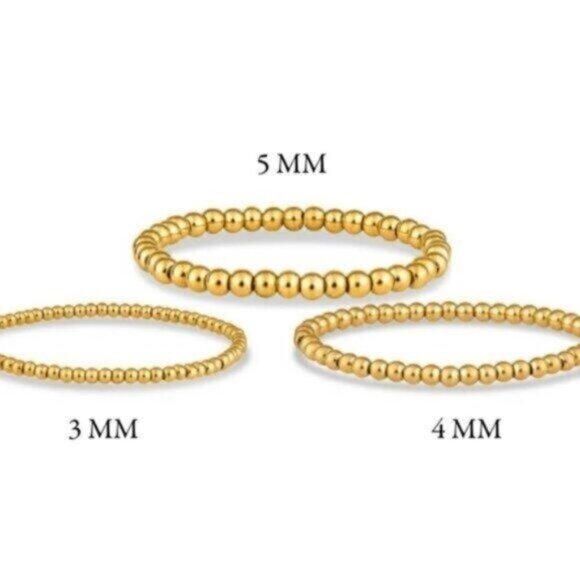 Waterproof Gold Bead Stretch Bracelets Set of 2 Stackable You pick Size PRETTY - Picture 13 of 16